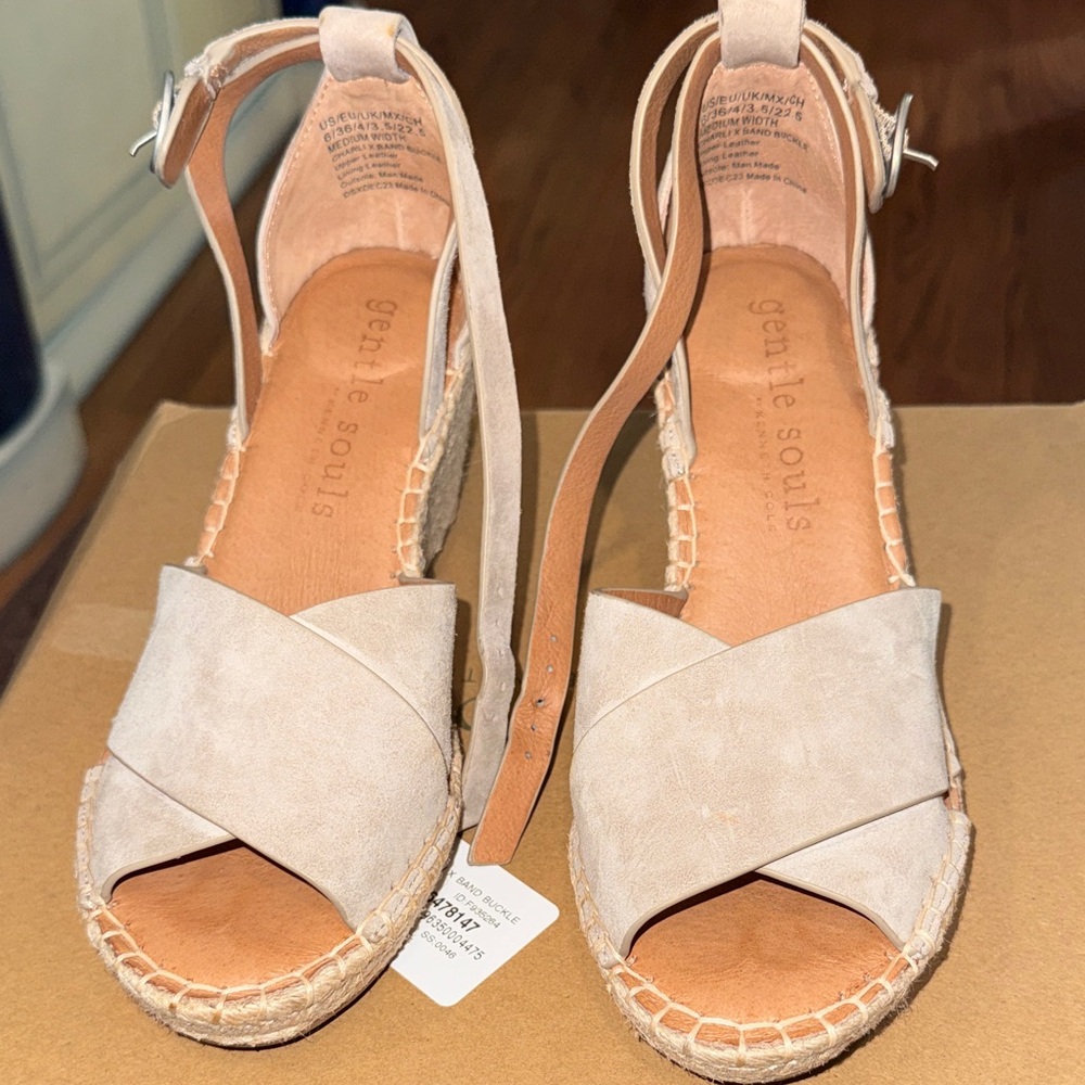 Brand New Gentle Souls Tan Espadrille Sandals Size 6 – So Chic!